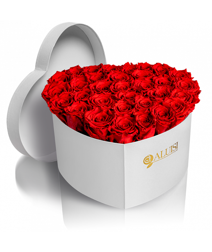 Box Cuore di Rose Rosse Stabilizzate