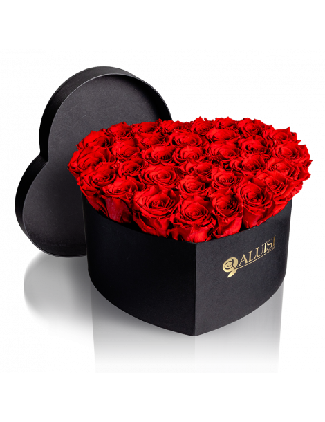 Box Cuore di Rose Rosse Stabilizzate