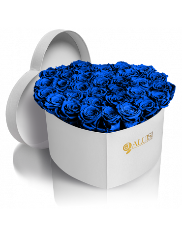 Box Cuore di Rose Blu Stabilizzate