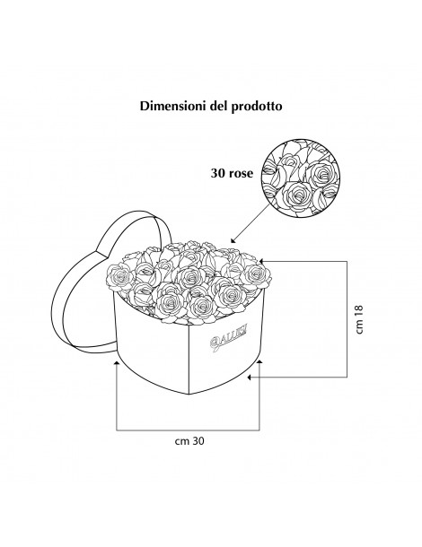 Box Cuore Rose Nere Stabilizzate