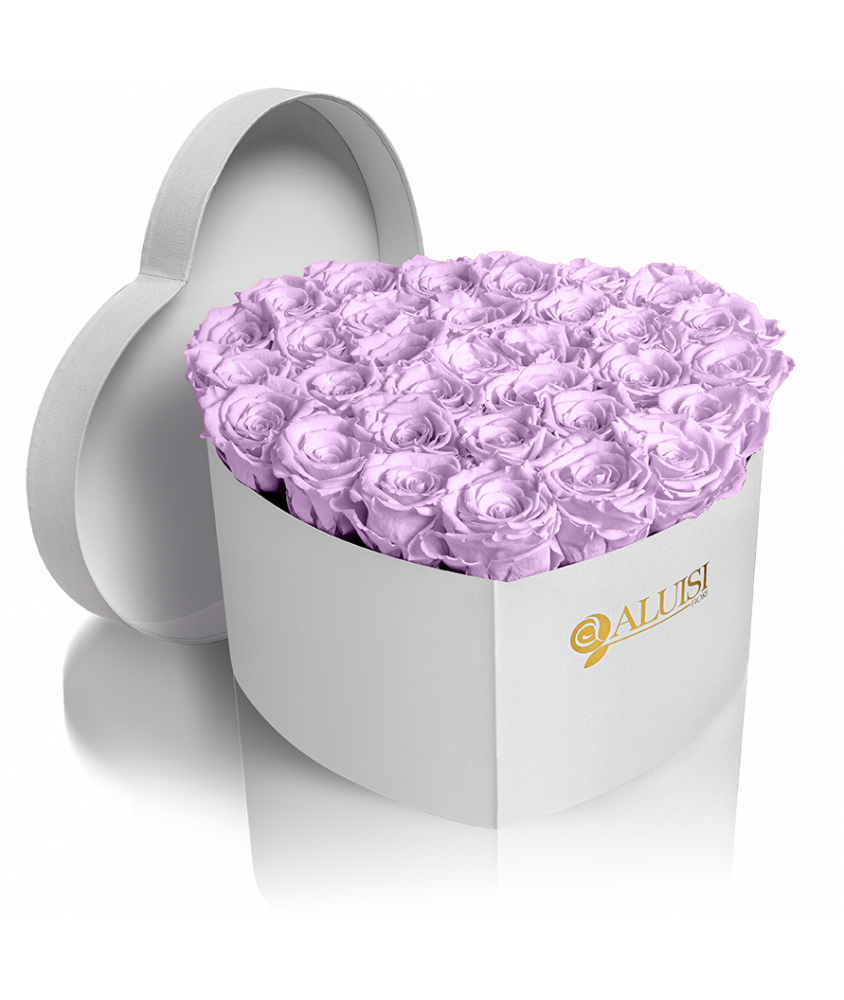 Box Cuore di Rose Viola Stabilizzate