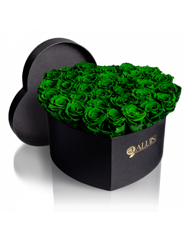 Box Cuore Rose Verdi Stabilizzate