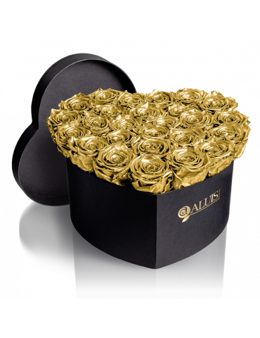 Box Cuore di Rose Oro Stabilizzate