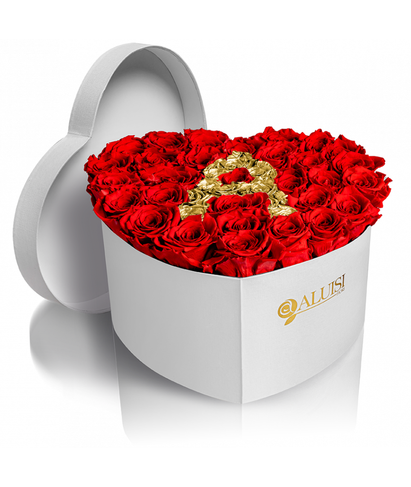 Cuore di Rose Rosse Stabilizzate Personalizzabile