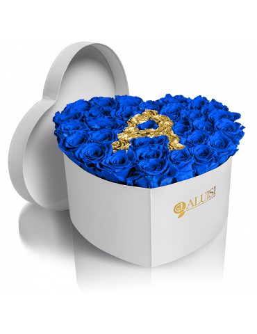 Cuore di Rose Blu Stabilizzate Personalizzabile