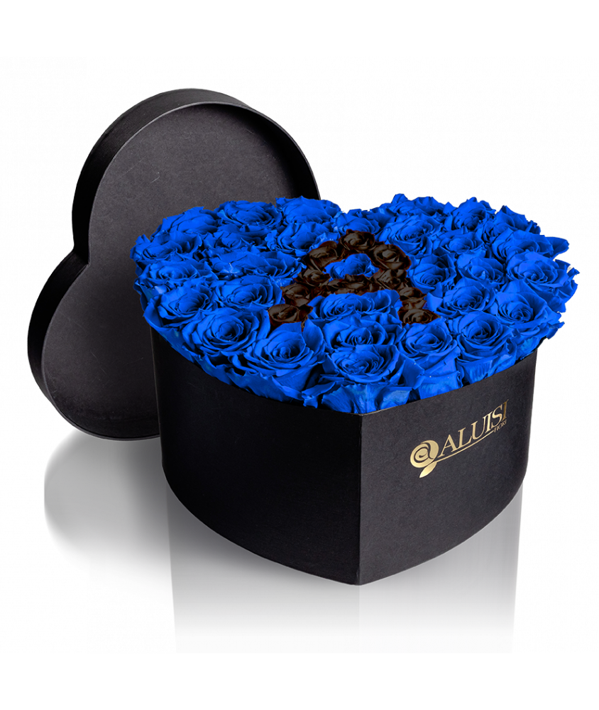 Cuore di Rose Blu Stabilizzate Personalizzabile