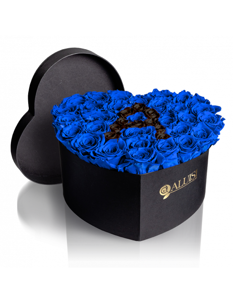 Cuore di Rose Blu Stabilizzate Personalizzabile