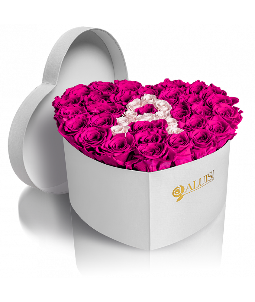 Cuore Rose Fucsia Stabilizzate Personalizzabile