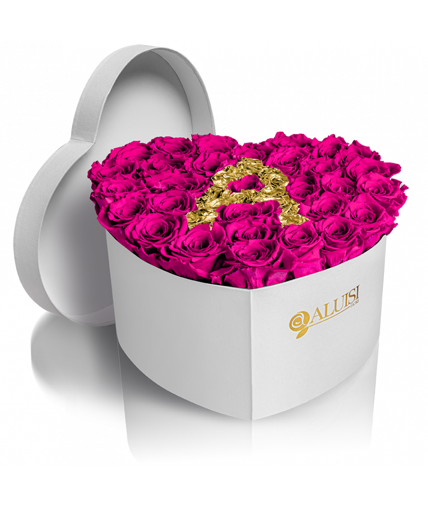 Cuore Rose Fucsia Stabilizzate Personalizzabile