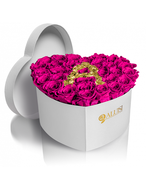 Cuore Rose Fucsia Stabilizzate Personalizzabile