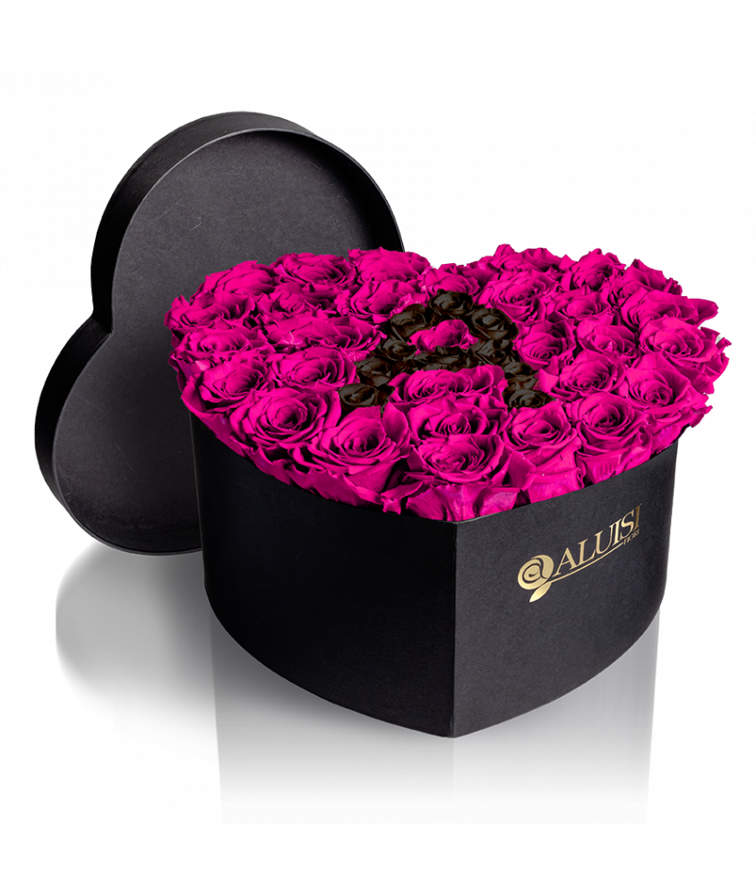 Cuore Rose Fucsia Stabilizzate Personalizzabile