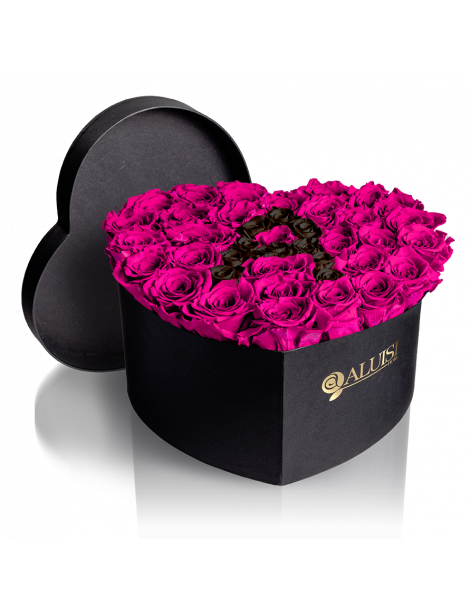 Cuore Rose Fucsia Stabilizzate Personalizzabile