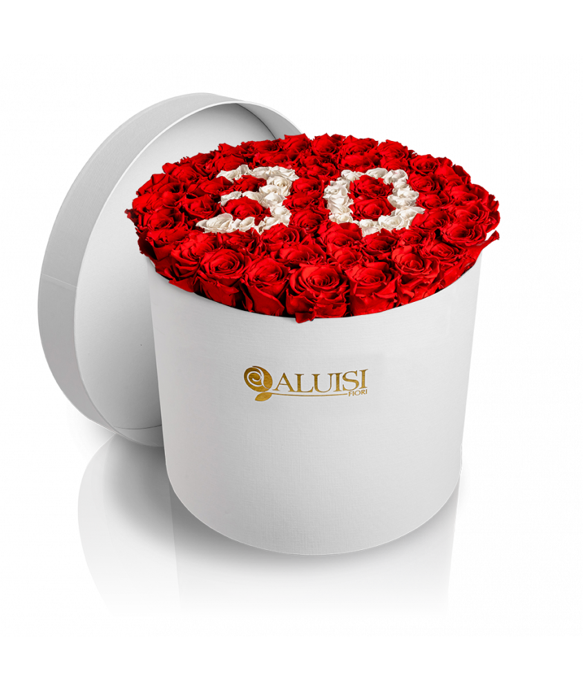 50 Rose Rosse Stabilizzate Flower Box Personalizzabile