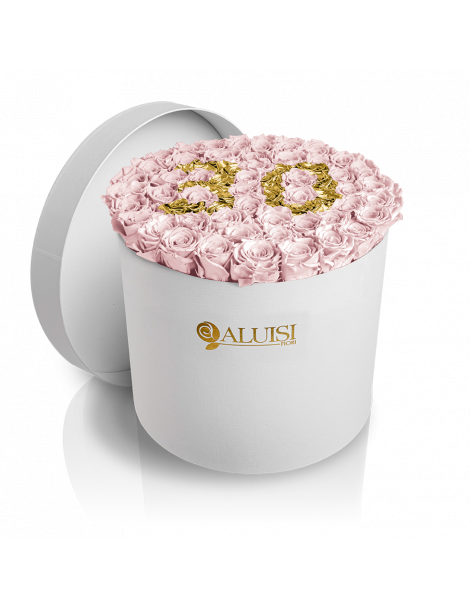 50 Rose Rosa Stabilizzate Flower Box Personalizzabile