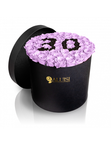 50 Rose Viola Stabilizzate Flower Box Personalizzabile