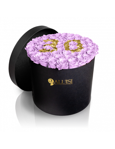 50 Rose Viola Stabilizzate Flower Box Personalizzabile