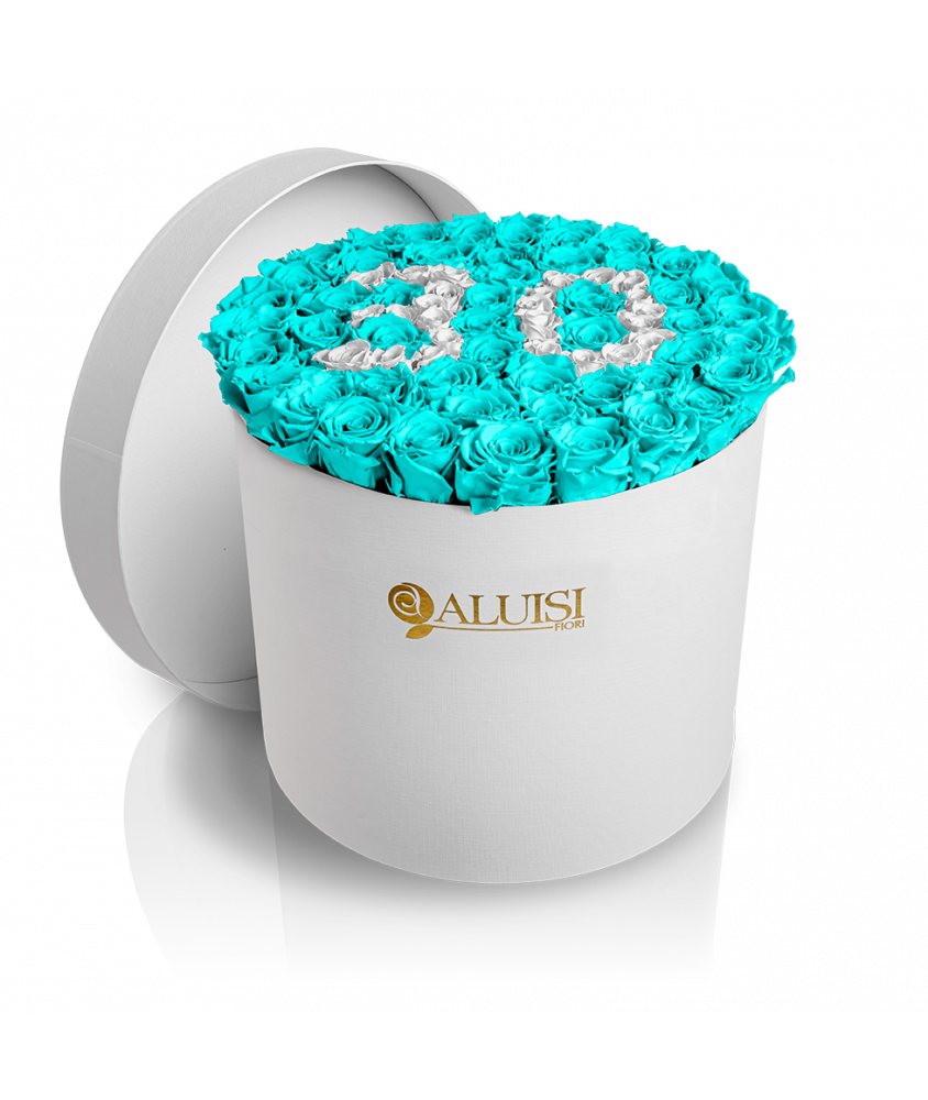 50 Rose Tiffany Stabilizzate Flower Box Personalizzabile