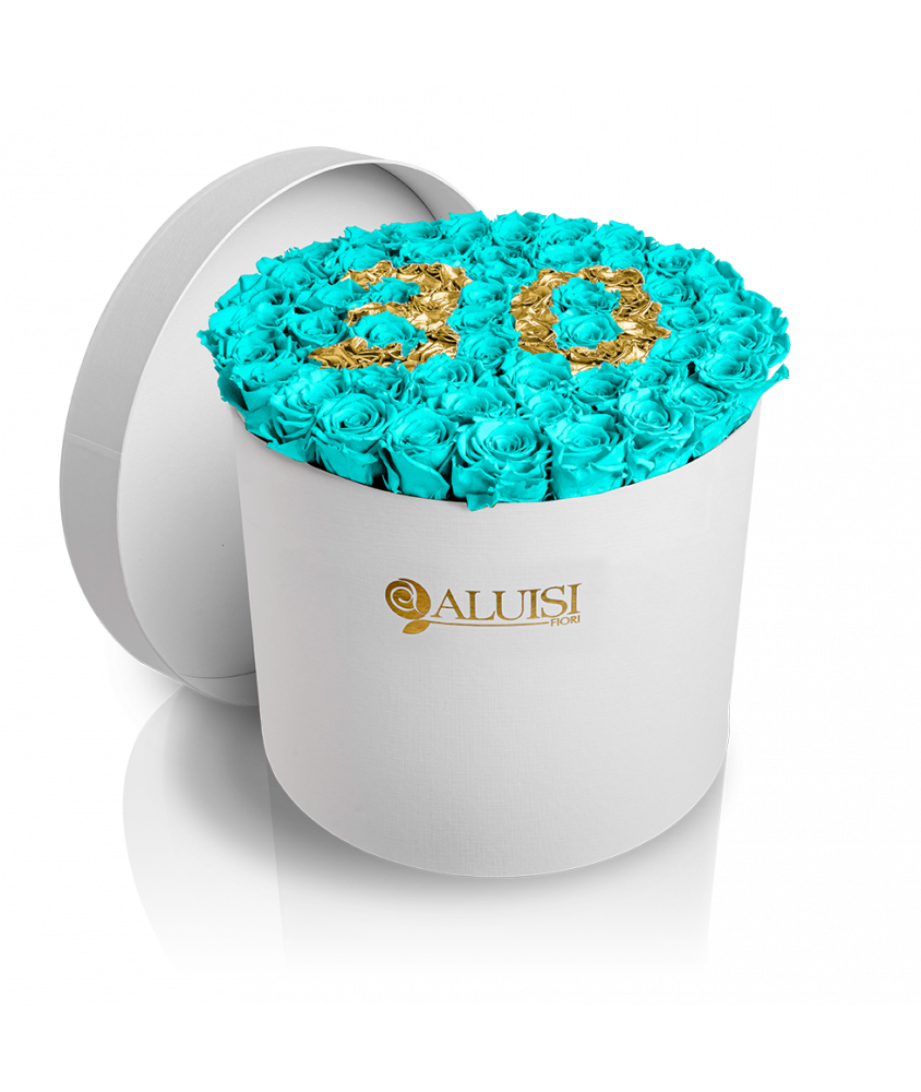 50 Rose Tiffany Stabilizzate Flower Box Personalizzabile