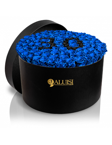 100 Rose Blu Stabilizzate Flower Box Personalizzabile