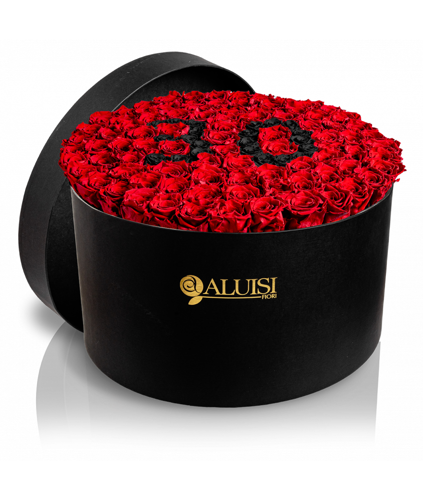 100 Rose Rosse Stabilizzate Flower Box Personalizzabile