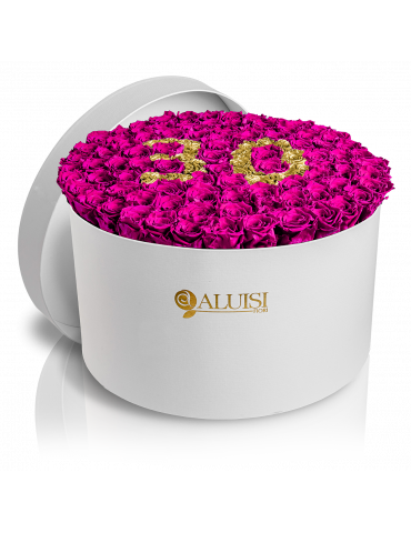 100 Rose Fucsia Stabilizzate Flower Box Personalizzabile