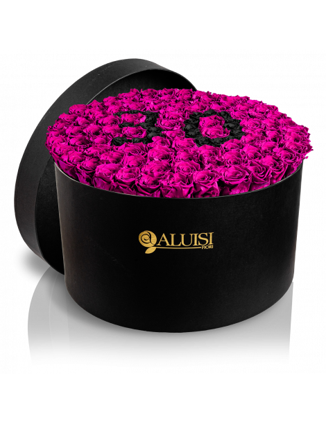 100 Rose Fucsia Stabilizzate Flower Box Personalizzabile