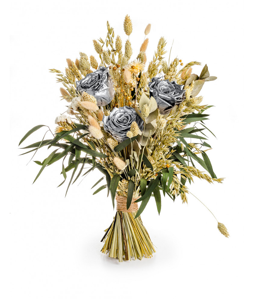 Bouquet Di Fiori Stabilizzati - Rose Argento