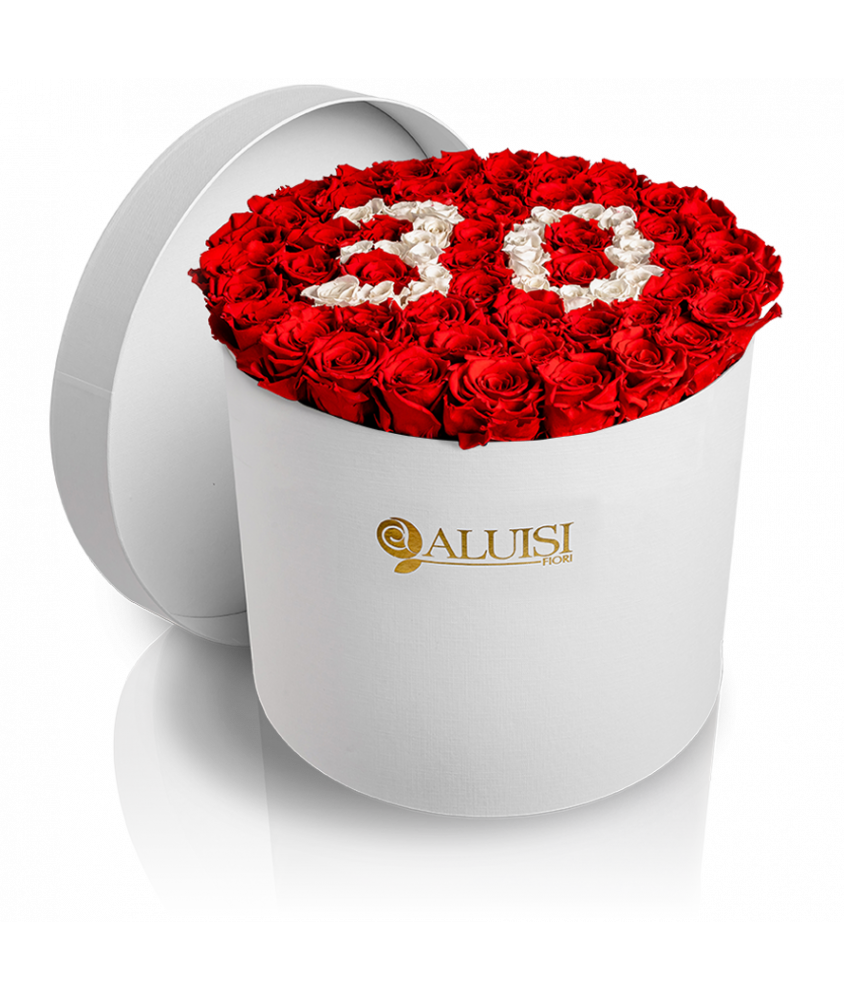 50 Rose Rosse Stabilizzate Flower Box Personalizzabile