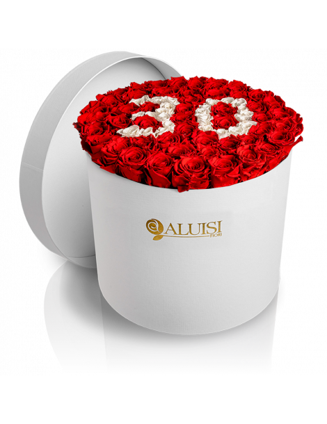 50 Rose Rosse Stabilizzate Flower Box Personalizzabile