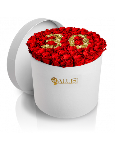 50 Rose Rosse Stabilizzate Flower Box Personalizzabile