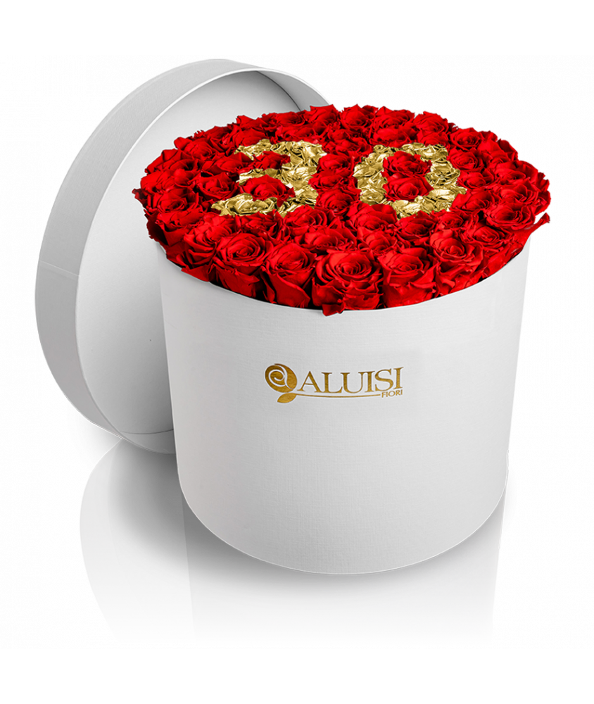 50 Rose Rosse Stabilizzate Flower Box Personalizzabile