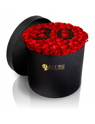 50 Rose Rosse Stabilizzate Flower Box Personalizzabile