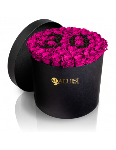 50 Rose Fucsia Stabilizzate Flower Box Personalizzabile