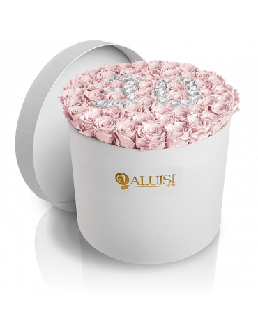 50 Rose Rosa Stabilizzate Flower Box Personalizzabile